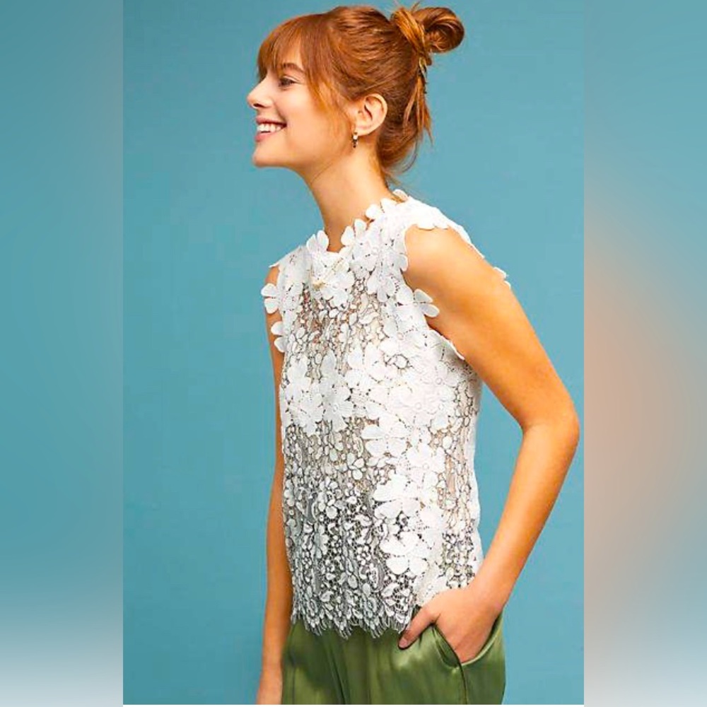 Blue Tassel Flower Lace Top medium